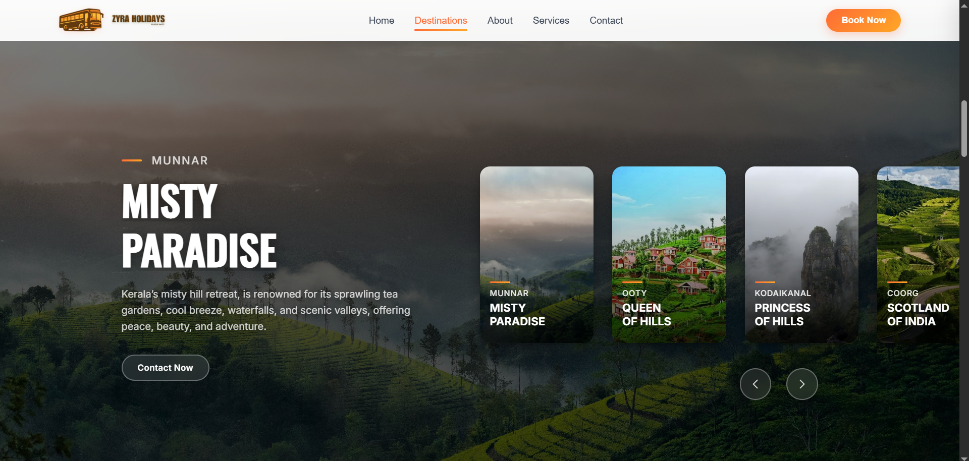 Zyra Holidays Website screenshot 2